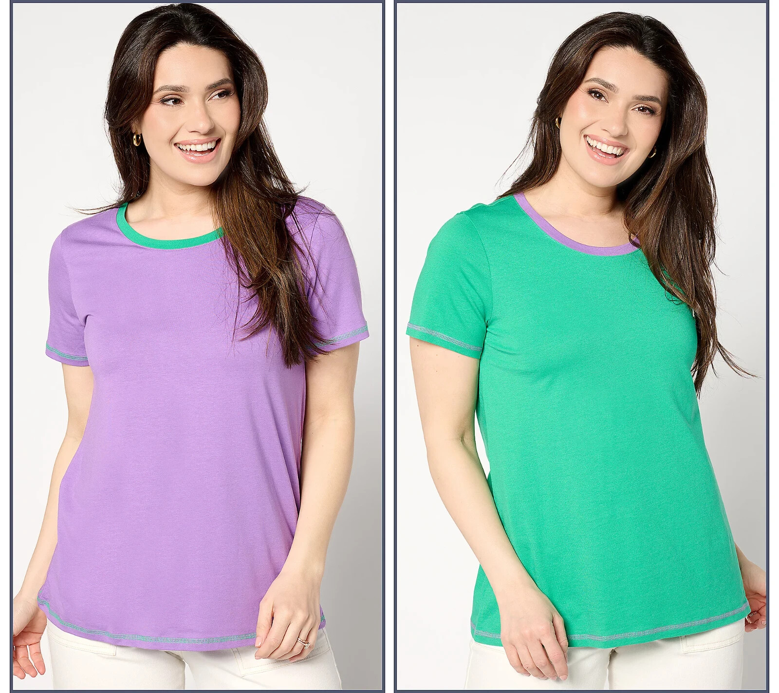 LOGO Principles Lori Goldstein Colorblock 2Pack Tops-Mint