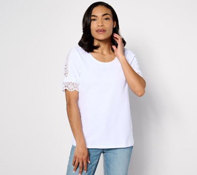 Susan Graver Women's Top Sz 2XS (XXS) Weekend Comfy Cotton White A644487