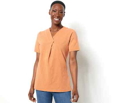 Denim & Co. Essentials Petite Textured Knit V-Neck Tunic, Copper, SP