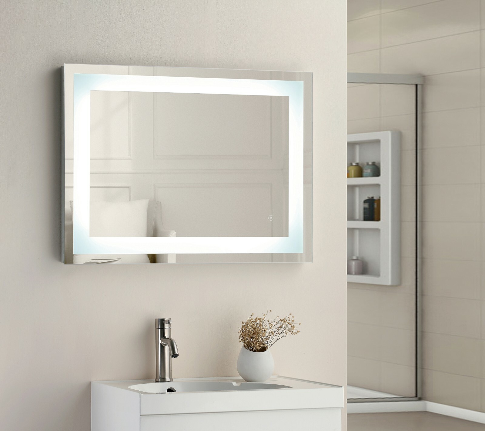 NIA 700 x 500mm Square LED Illuminated Touch Bathroom ...