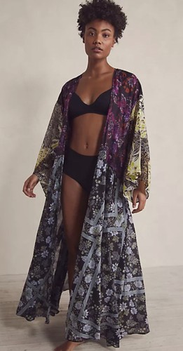 

Халат Free People «Утренние ритуалы» с цветочным принтом Фиолетовый Черный Цвет морской волны M/L НОВИНКА, Purple black aqua lime tan, Morning ritual robe