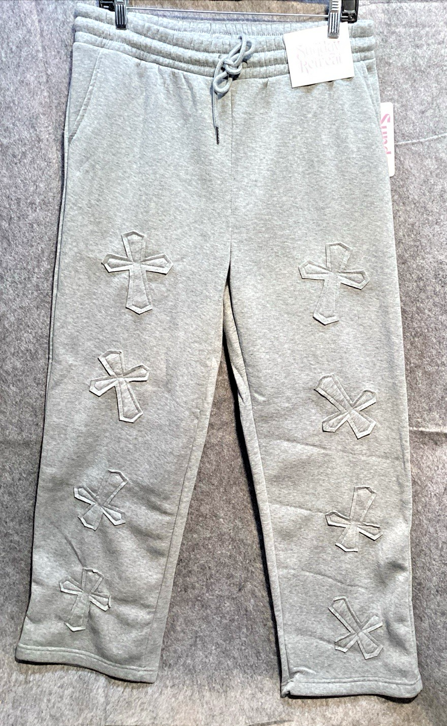 SUNDAY Retreat Sweatpants womens sz L featuring Cross