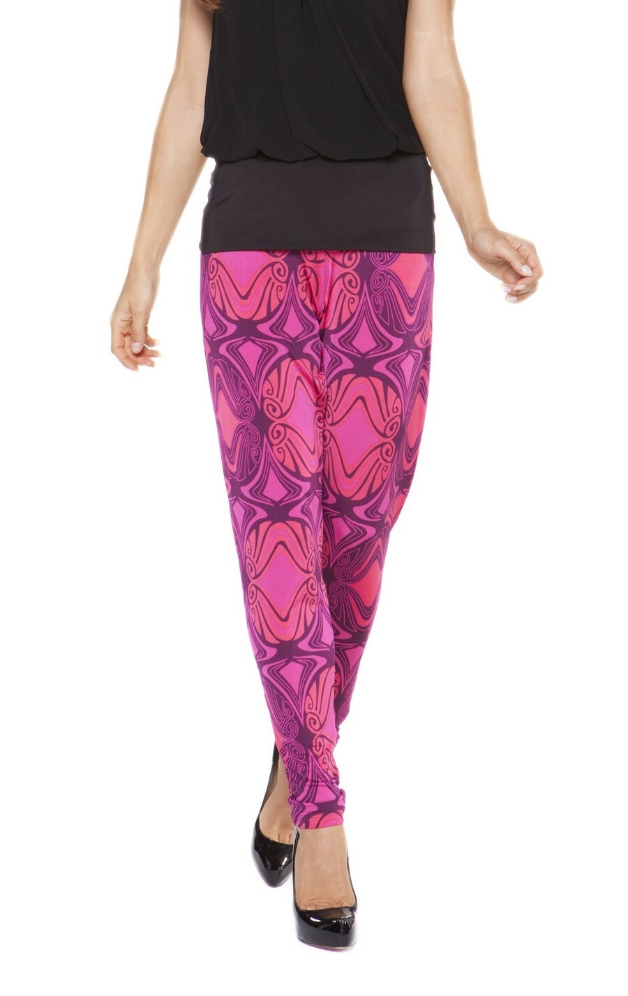 ANALILI Womens Jewel Tapered Pants Abstract Pink print sz Medium