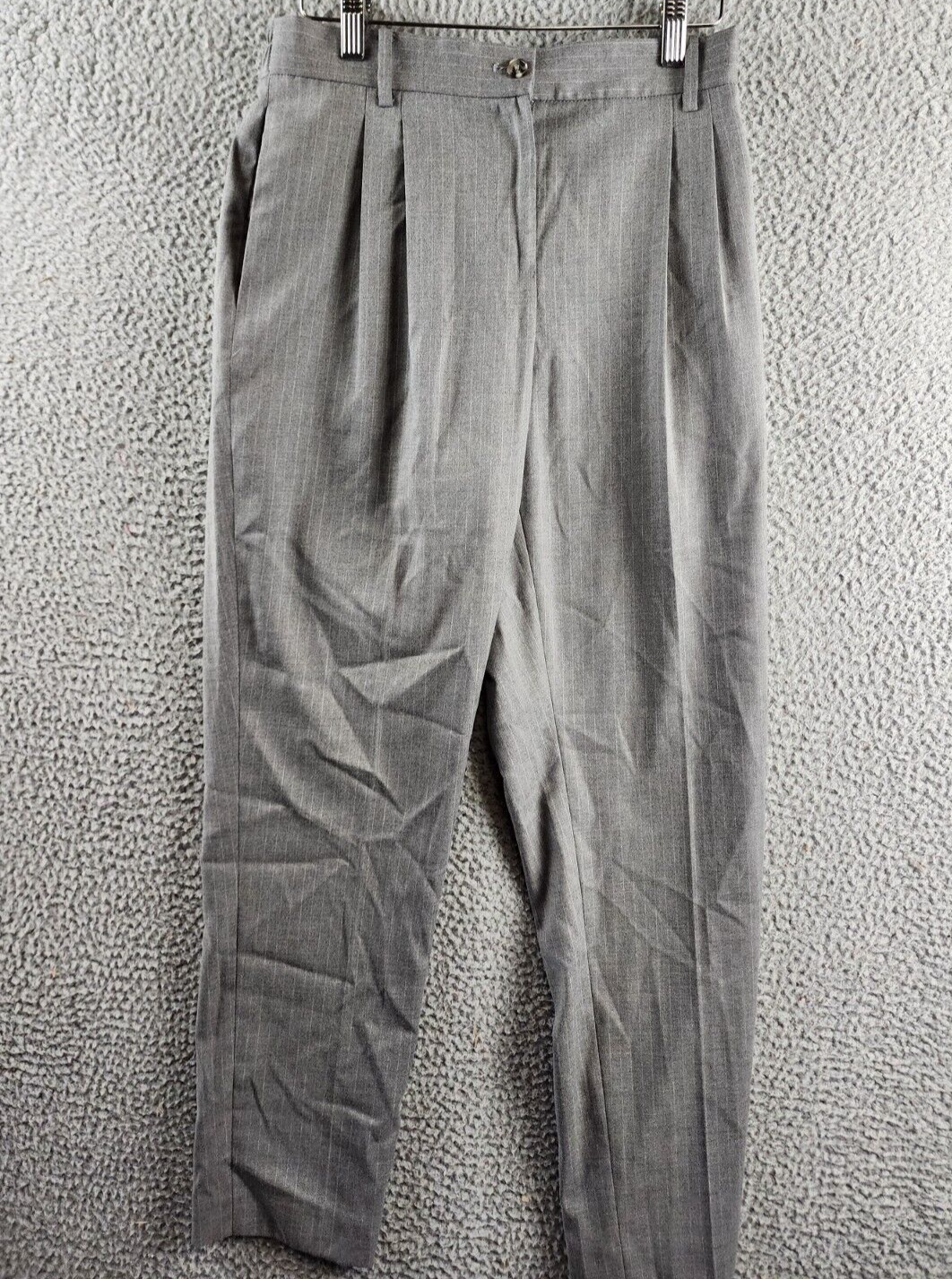 Calvin Klein Pleated Pinstripe Ankle Pants Women's 4 Gray Multi Zip/Button - Picture 2 of 15