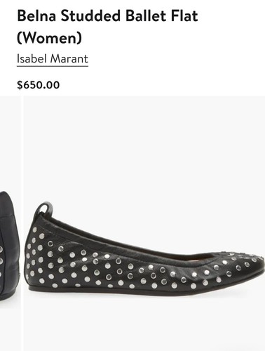 Pre-owned Isabel Marant Black Leather Belna Studded Ballet Flat