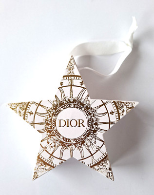 DIOR 3D Paper Star Holiday Ornament with Gift Compartment Gold White