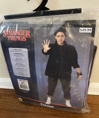 Rubie's Stranger Things Eleven Costume Adult Small Jacket Wig WristStrap Cosplay