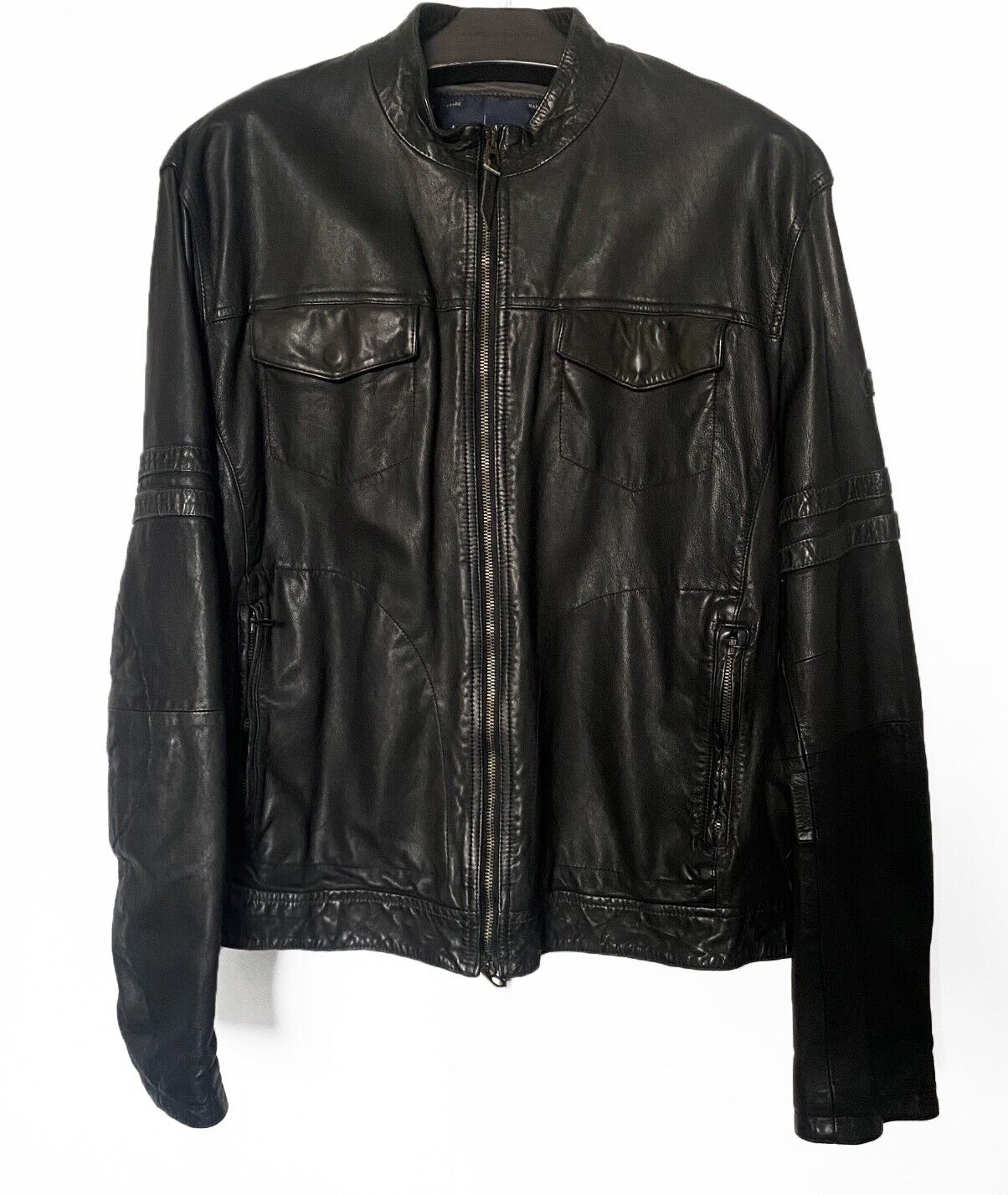 A/J Armani Jeans Leather Bomber Jacket Men XXL Black | eBay A/J Armani Jeans Leather Bomber Jacket Men XXL Black | eBay