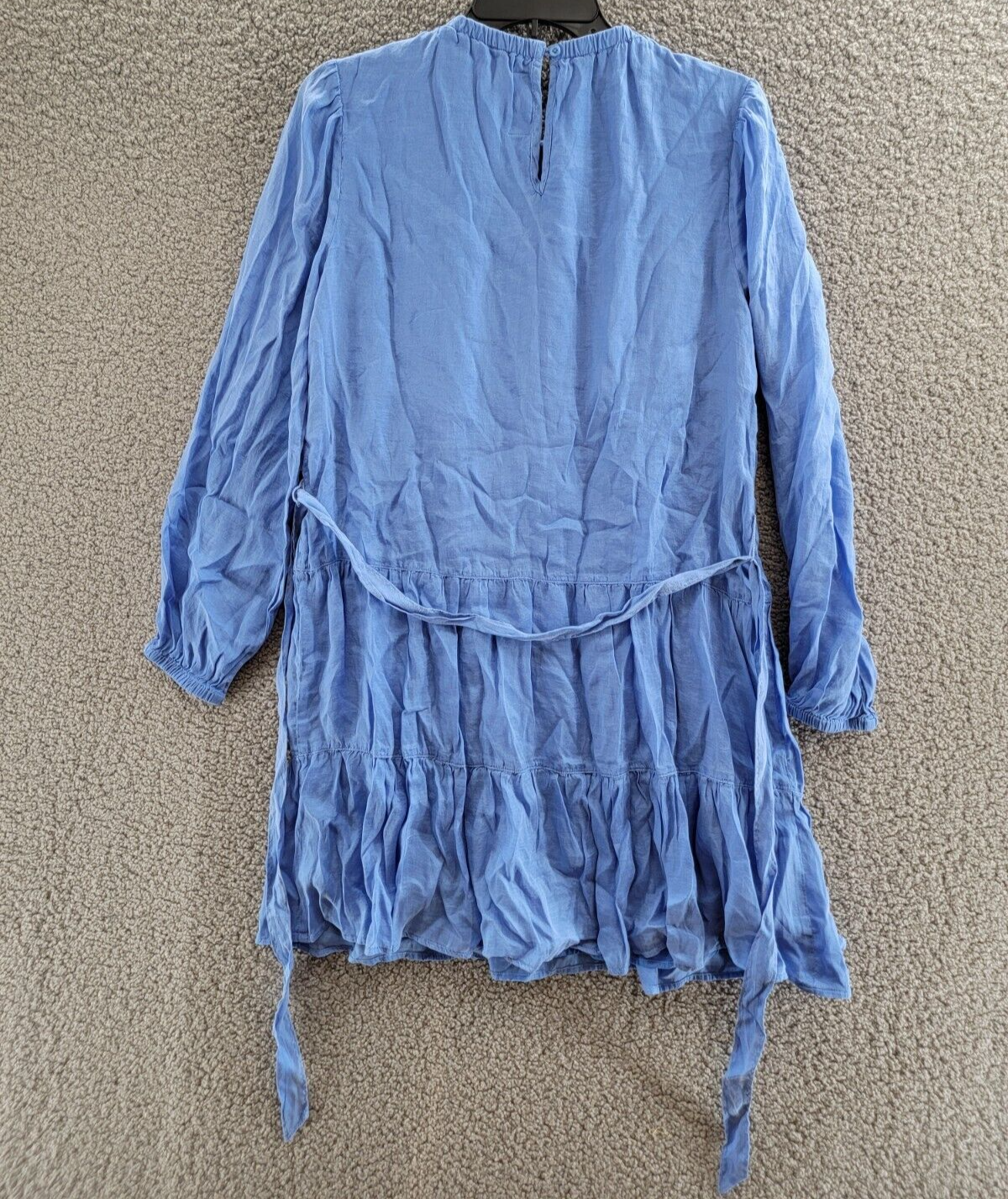 Bella Dahl Tiered Mini Dress Women's S Pacific Sea Crew Neck Back Button L/S - Picture 10 of 17