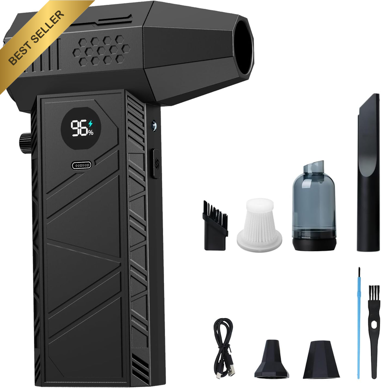 110,000RPM Electric Air Duster & Vacuum Blower for PC Car Home LED Screen