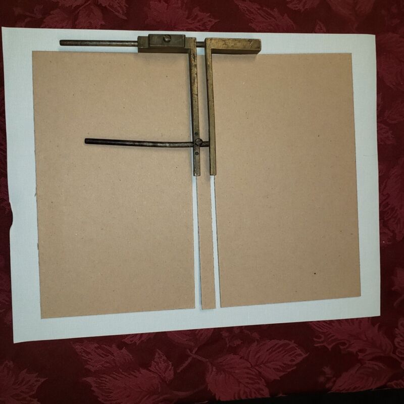 Vintage Book Binding Tool: Case Making Square, Adjustable Brass Gauge