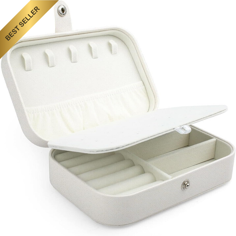 Mini Portable Travel Jewelry Box Organizer Case White