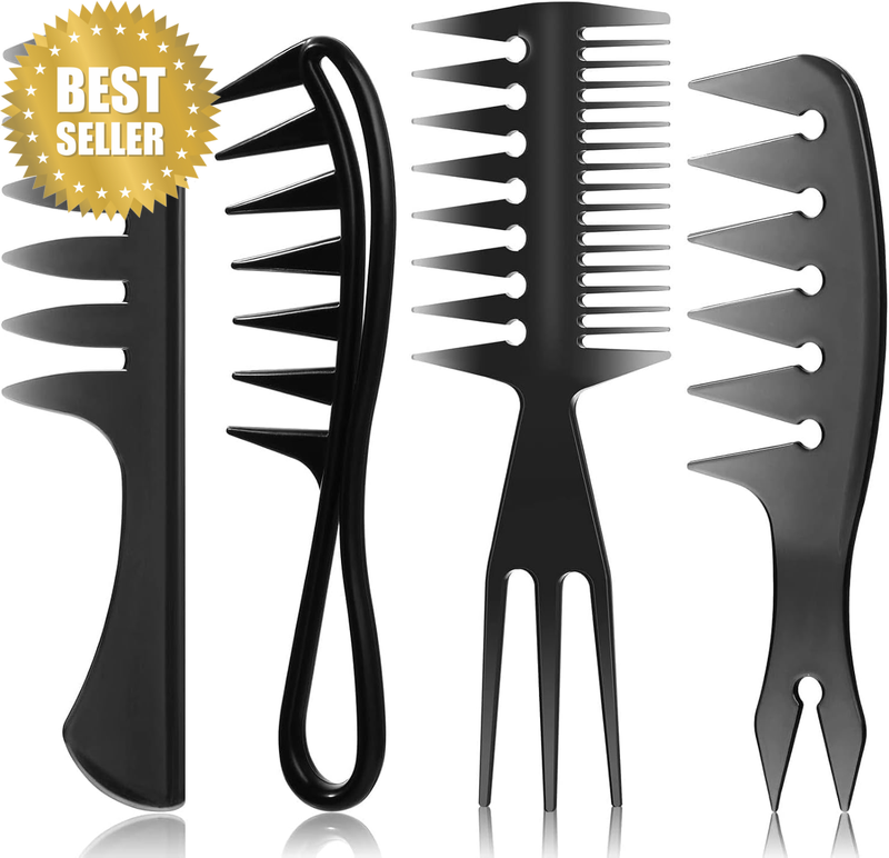 4 Pcs Hair Styling Combs Set Wide Tooth Texture Combs with Double Side Tail Barb