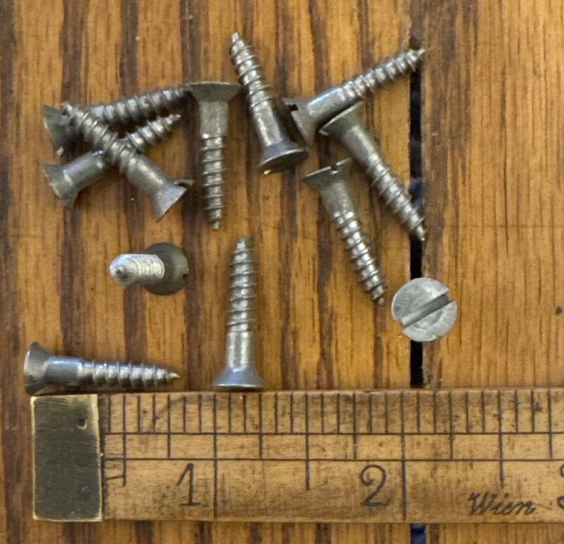 #8 X 7/8” Antique Wood Screws Flat Head Slotted Steel American Made Free Ship