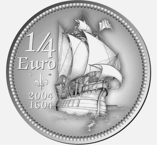 2004 Ile Sainte-Croix Canada France Silver Coin & Stamp Set TSW 1.47 Troy oz RCM