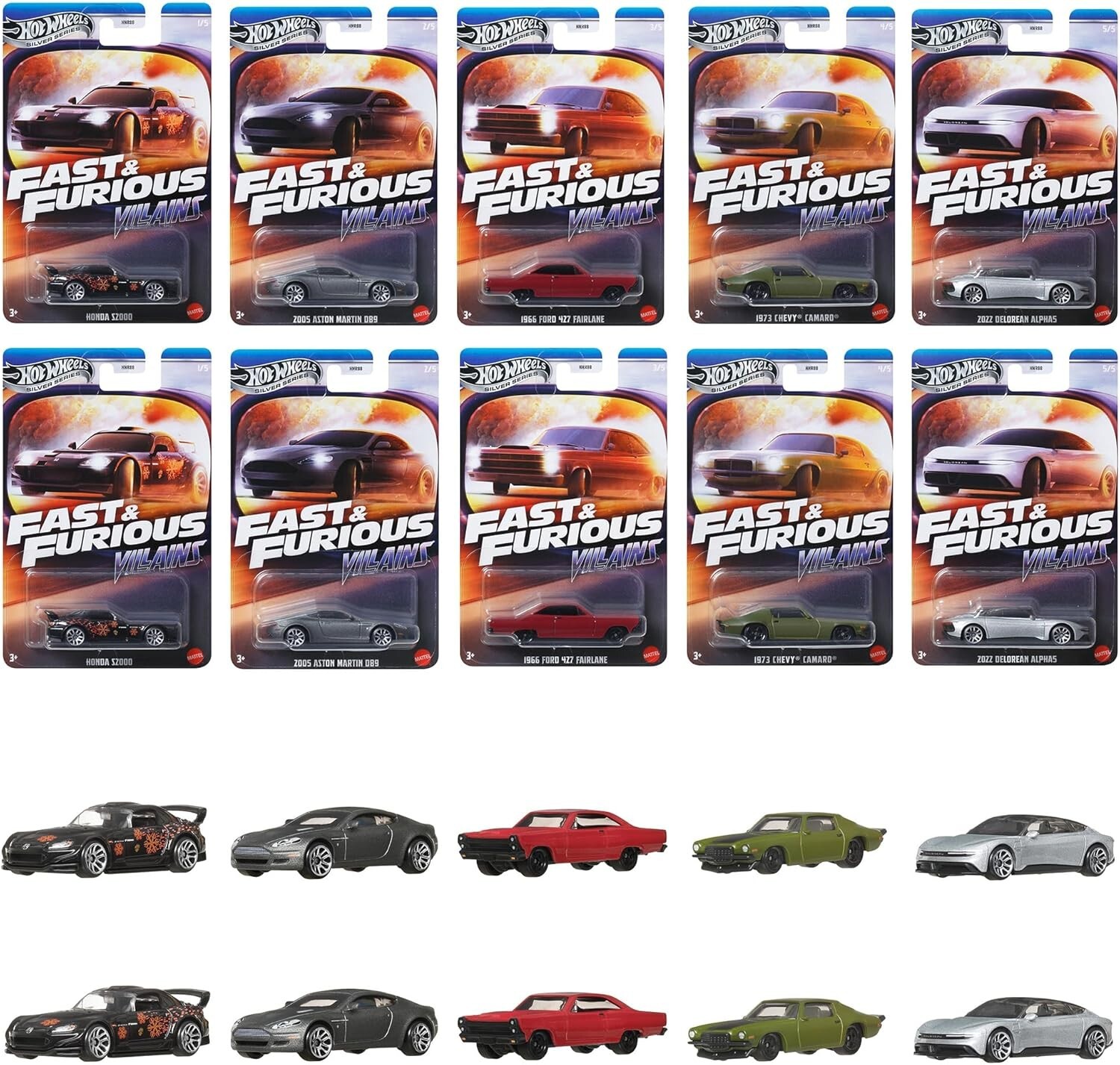 【希少】Hotwheels FAST&FURIOUS 10台 Mattel Hot Wheels Fast & Furious 10 Car Pack Mini Car Set