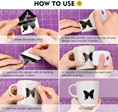 HTVRONT Vinyl Transfer Tape Roll for Cricut with Grid Red/Blue Multi-size