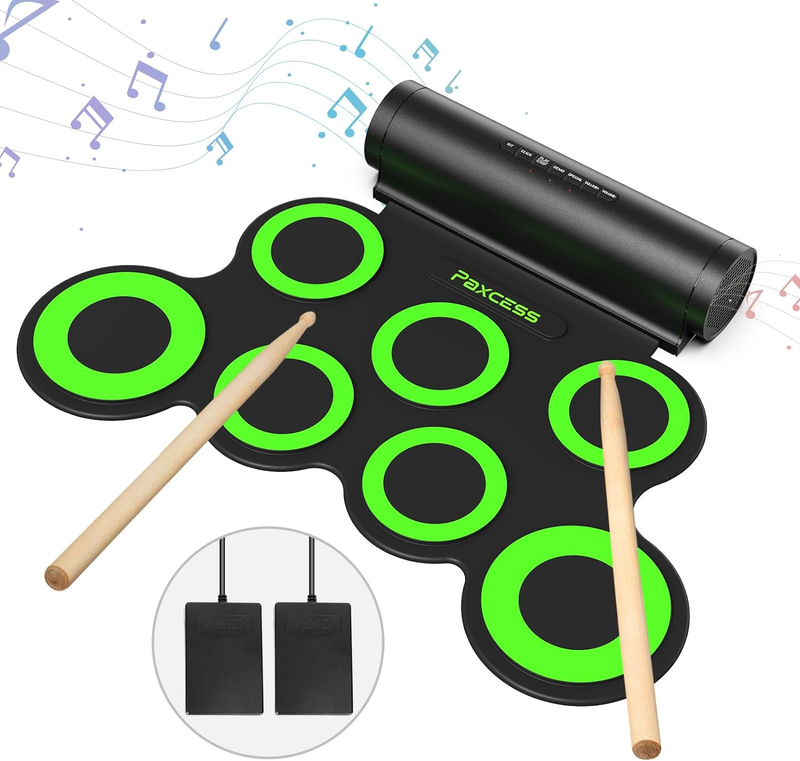 Roll up Practice Pad Midi Pedals Drum Kit with Headphone Jack Built In Speaker
