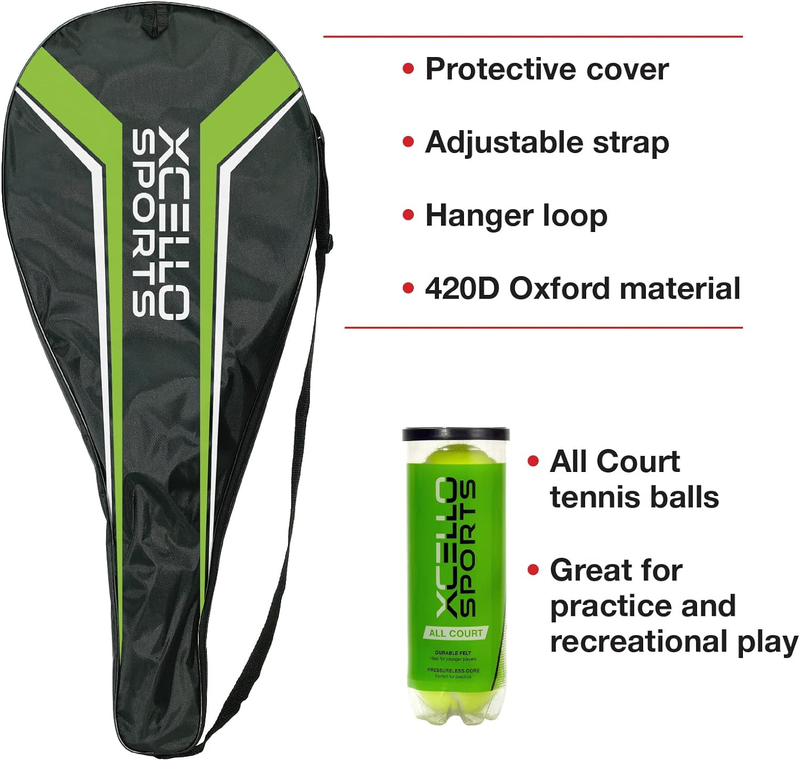 2-Player Aluminum Tennis Racket Set - Includes Two Rackets. Six All Court Balls,