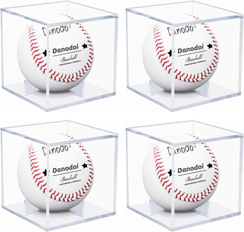 4 Pack Autographed Baseball Display Case Uv Protected Acrylic Ball Cube 