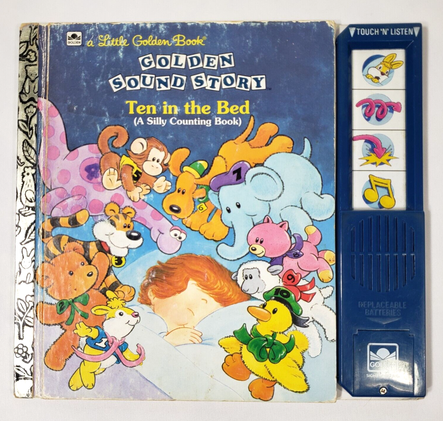 English Stories 18冊 KID’S BROWN Little Golden Sound Story Book Ten In The Bed 1992 Touch N