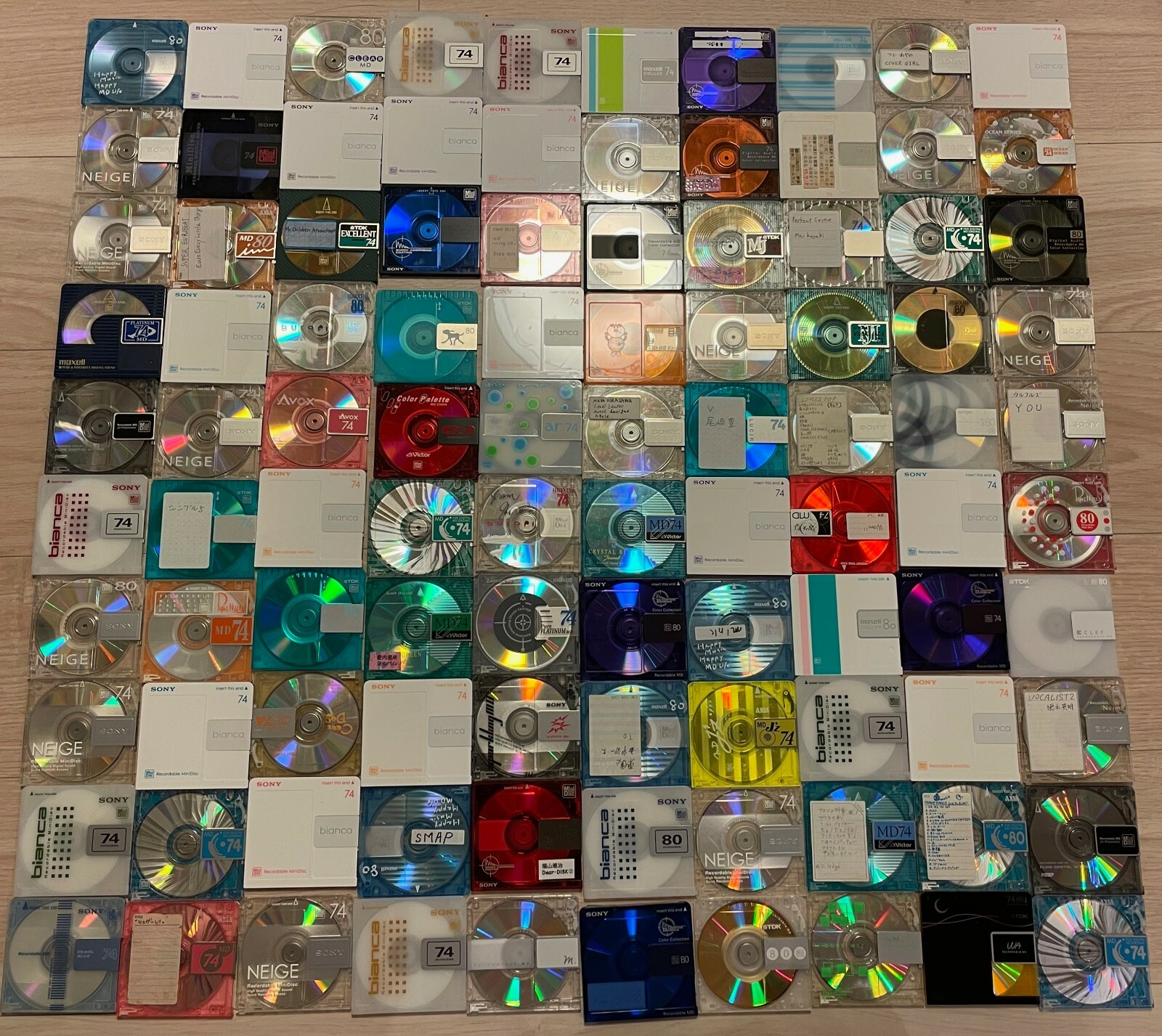Lot of 100 MD disks Mini Discs Caseless Has been recorded 74 Lot of 100 MD disks Mini Discs Caseless Has been recorded 74
