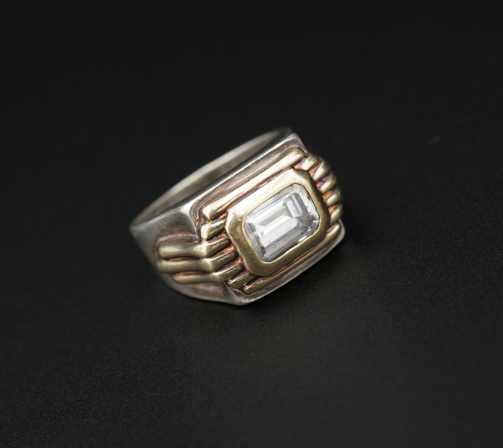 1987 Franklin Mint Art Deco Sterling 14k Gold Cubic Zirconia 1987 Franklin Mint Art Deco Sterling 14k Gold Cubic Zirconia