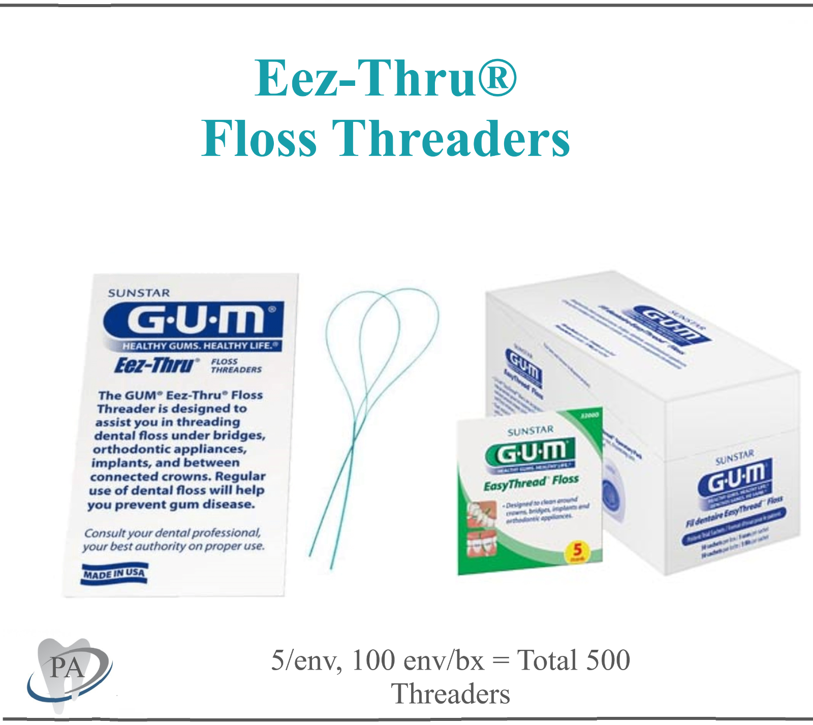 500 x Sunstar GUM 840 Eez-thru FLOSS Threaders 50 pieces