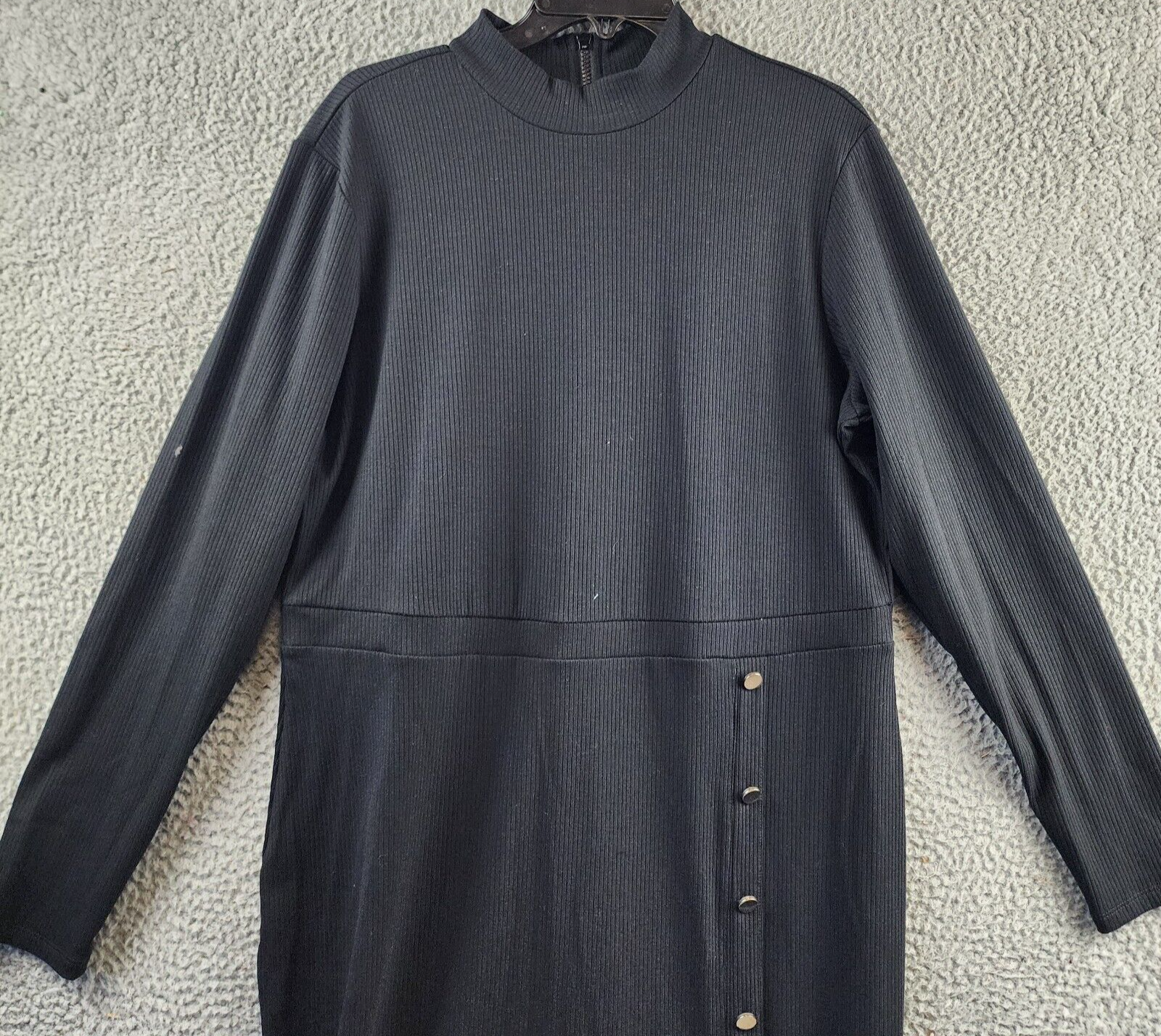 Nina Parker Plus Ribbed Bodycon Midi Dress Women's 2X Black Beauty Long Sleeve - Picture 4 of 18