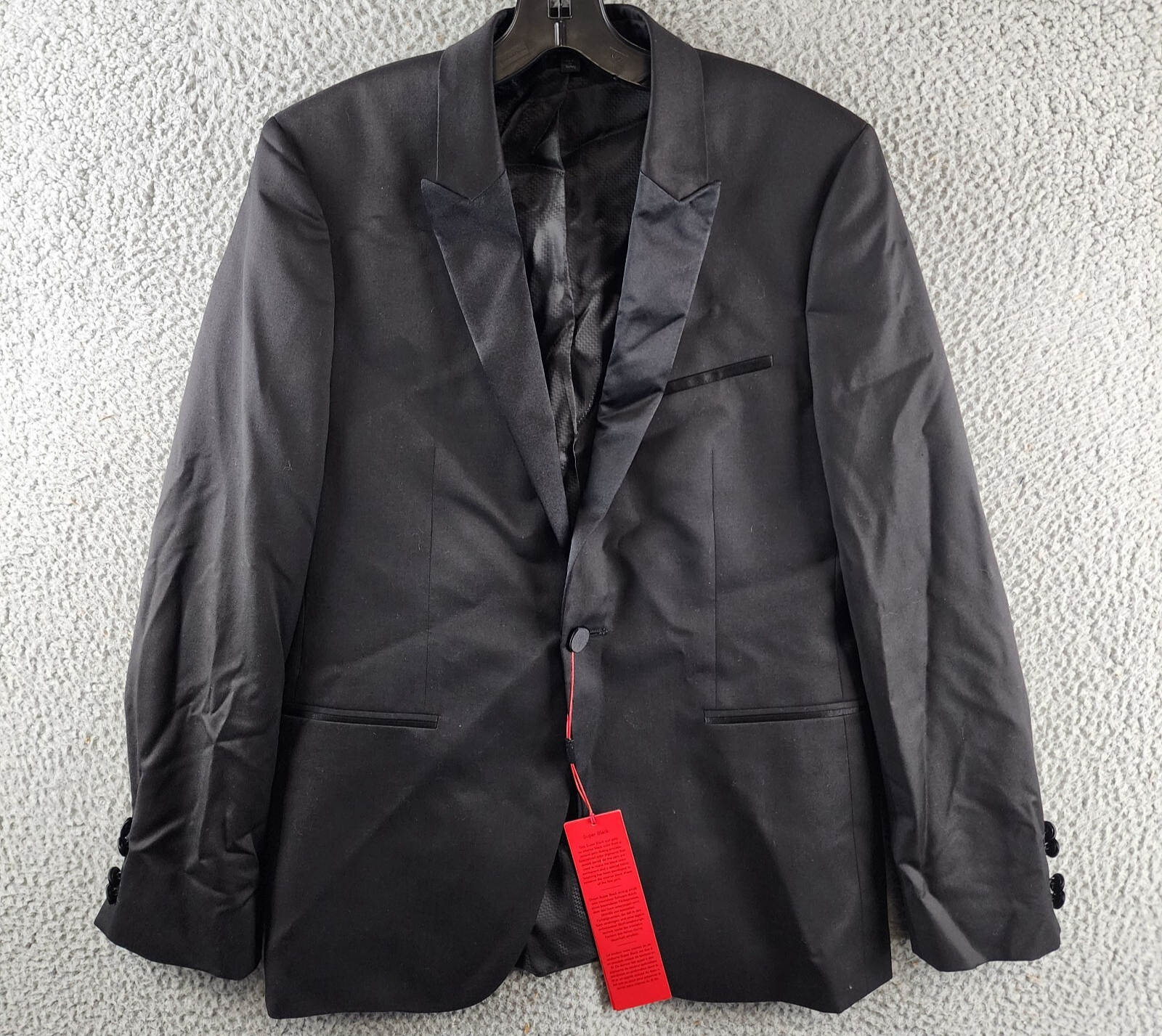 HUGO Astiane Slim Fit Tuxedo Jacket Men's 36S Black Virgin Wool Blend Peak Lapel - Picture 2 of 17