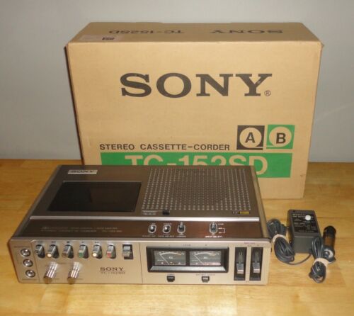 Vintage SONY TC-152SD Stereo Cassette-Corder Recorder w/ Original Box & Car Cord