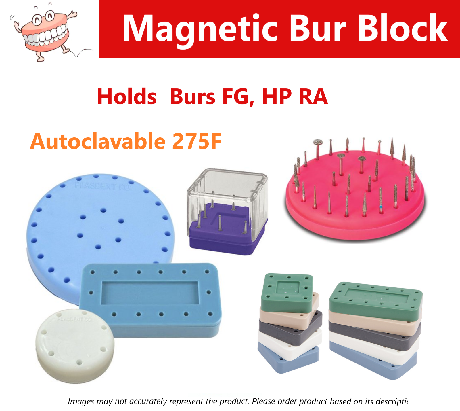 Magnetic Bur Blcok Dental Lab Bur Block Holder For FG & RA, 7 Hole or 14 Hole