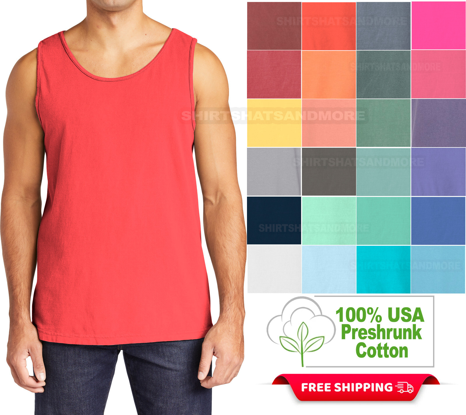 Mens Heavyweight 100% Soft Cotton Tank Top Sleeveless Tee