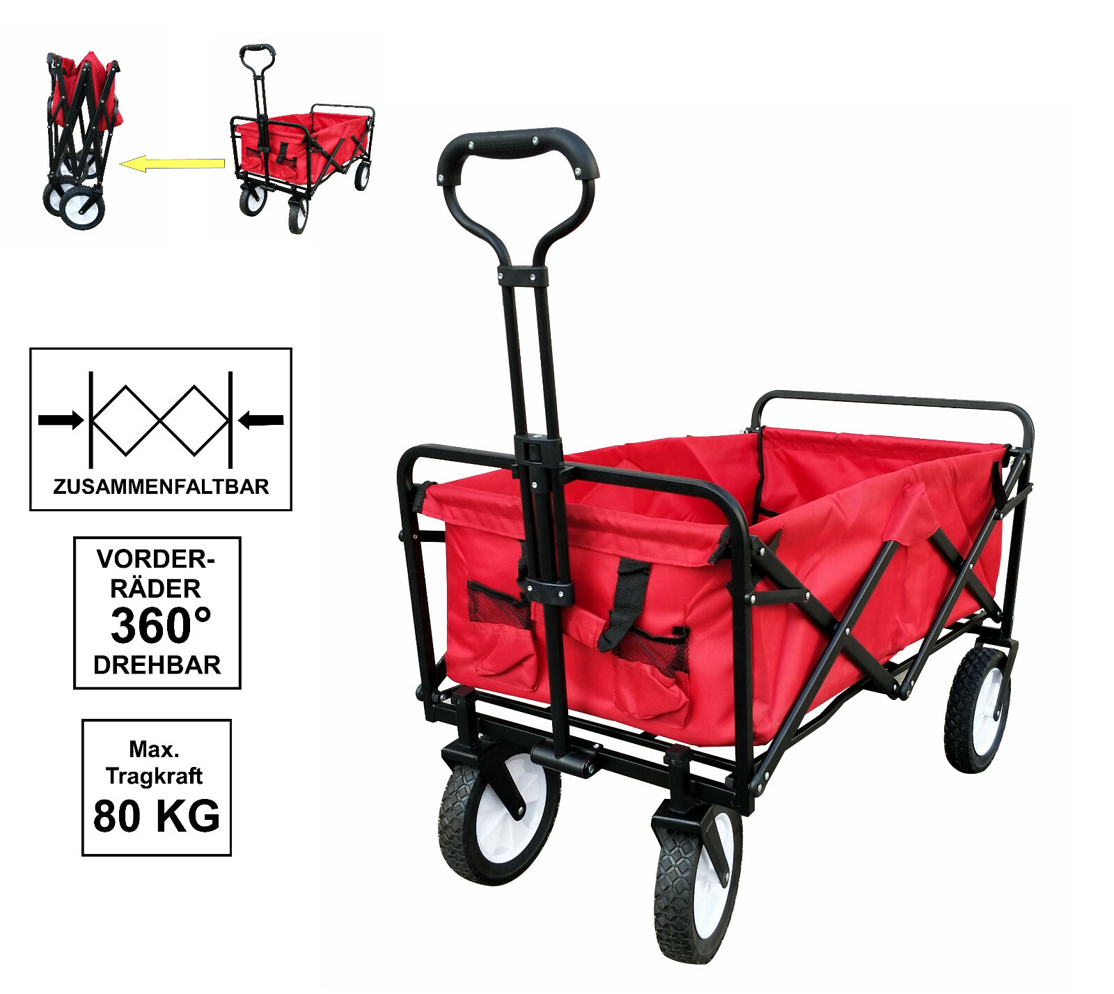 Kinder Bollerwagen faltbar, Boden gepolstert 