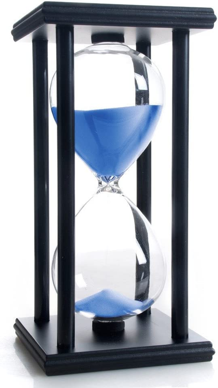 Study Wood Hourglass 60 Minutes Blue Sand Timer Black Wooden Frame Sand Clock US