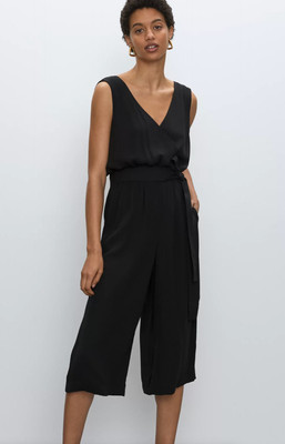 Babaton Aritzia Jumpsuit XXS Maximillian Navy Sleeveless Belted Wide Leg Cropped