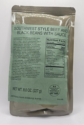 USGI Ration Entree - Southwest Style Beef and Black Beans - Meal Ready to Eat