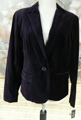 NWT ELEGANT APT.9 SZ 12 COTTON VELOUR BLACKBERRY COLOR 1 BUTTON FRONT BLAZER