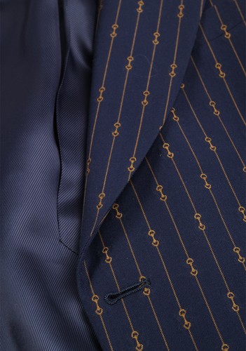 Pre-owned Gucci Blue Striped Signature Suit Size 50 It / 40r U.s.