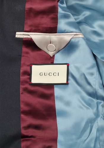 Pre-owned Gucci Blueish Gray Signature Bee Suit Size 44 It / 34r U.s. With Tags