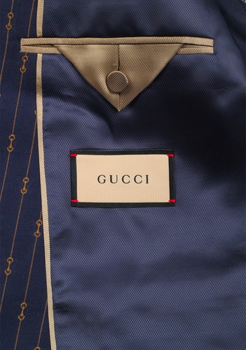 Pre-owned Gucci Blue Striped Signature Suit Size 50 It / 40r U.s.