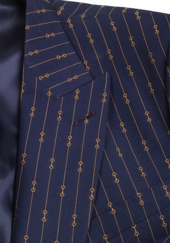 Pre-owned Gucci Blue Striped Signature Suit Size 50 It / 40r U.s. With Tags