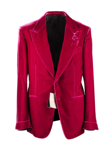 Pre-owned Tom Ford Shelton Velvet Red Tuxedo Dinner Jacket Size 52 It / 42r U.s.