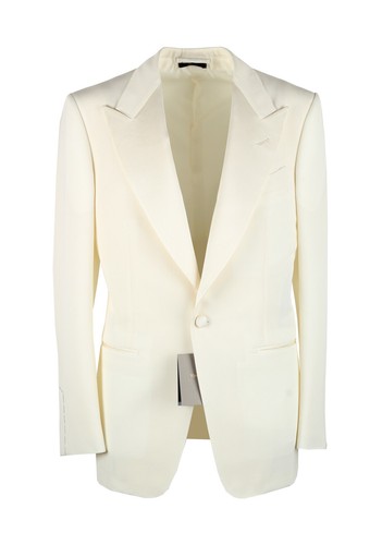 Pre-owned Tom Ford Windsor Ivory Signature Tuxedo Dinner Jacket Size 46 It / 36r U.s. In White