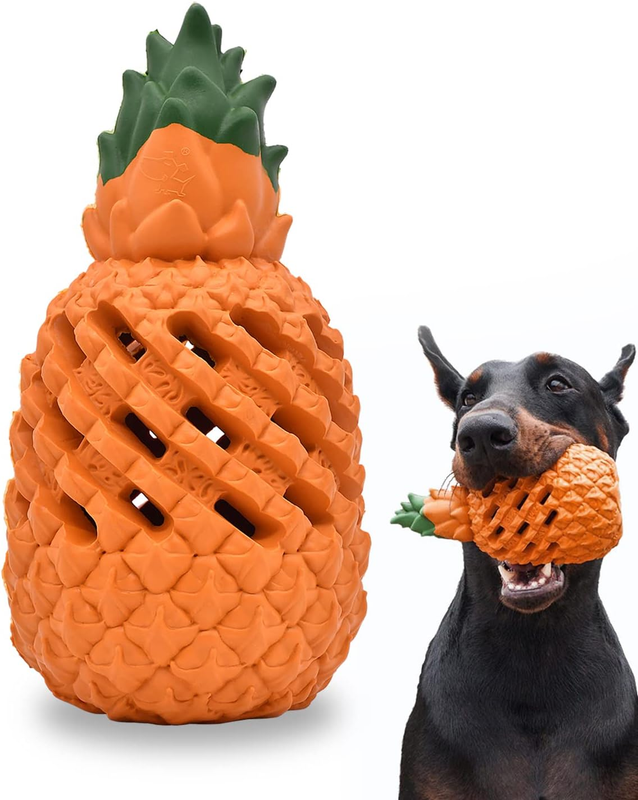Pineapple Dog Chew Toy Aggressive Chewers Durable Natural Rubber Fruit Shaped