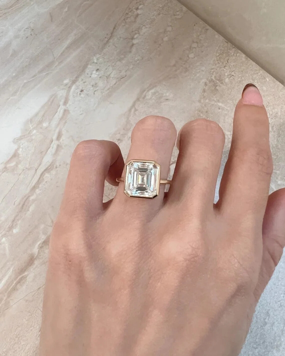 Total 2.50 CT Bezel Set Emerald Cut Sterling Silver