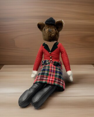 Plush Equestrian Mrs. Fox Hunting Stuffed Animal Shelf Sitter Made In Korea VTG