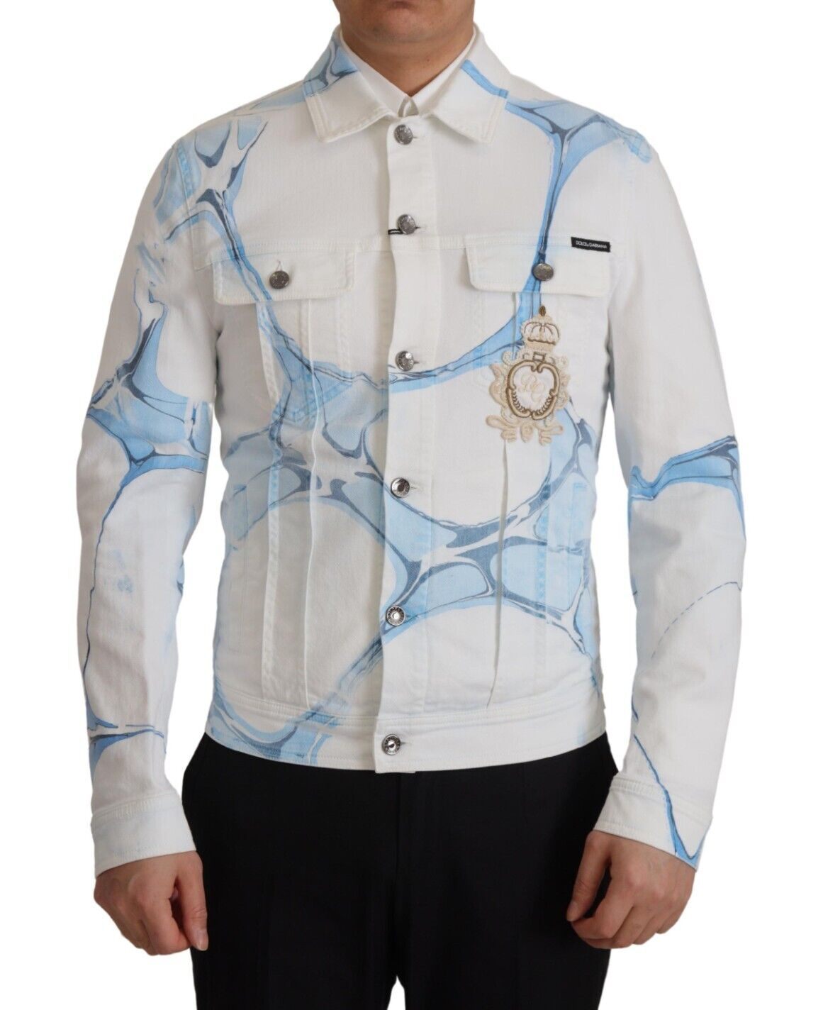 DOLCE & GABBANA Куртка Белая Хлопковая Джинсовая Вышивка Логотипа IT48/US38/M 2500usd