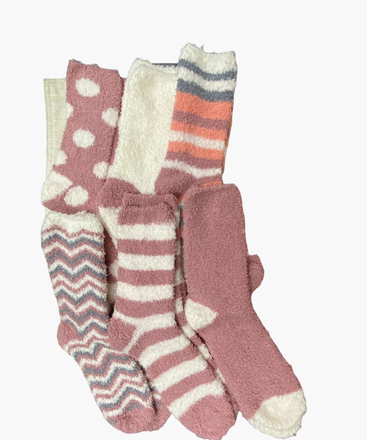 Woman's Girls 3 Pair Cozy Warm Stripe Pink White Dots