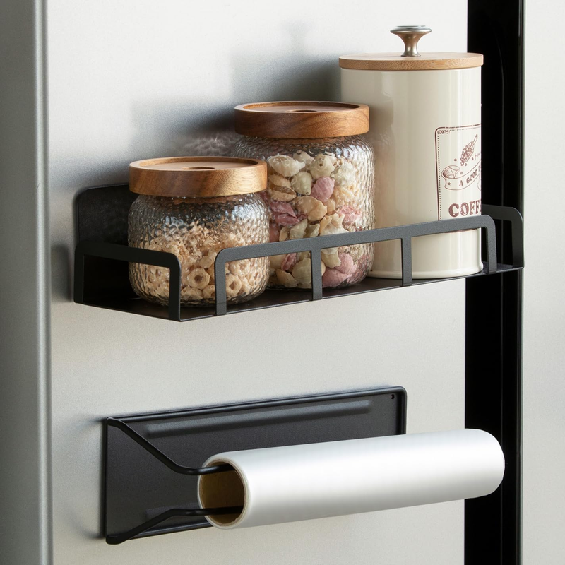 Magnetic Spice Rack for Refrigerator 1 Tiers and Paper Towel Holder, Magnetic Re